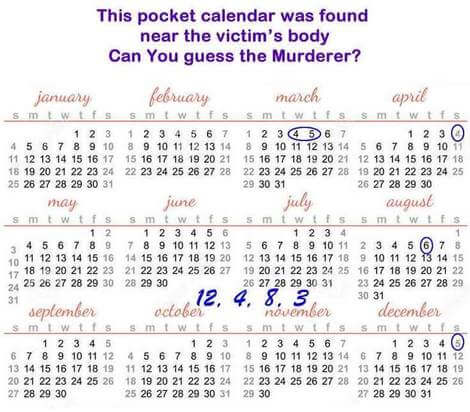 Calendar Murder Mystery Riddle