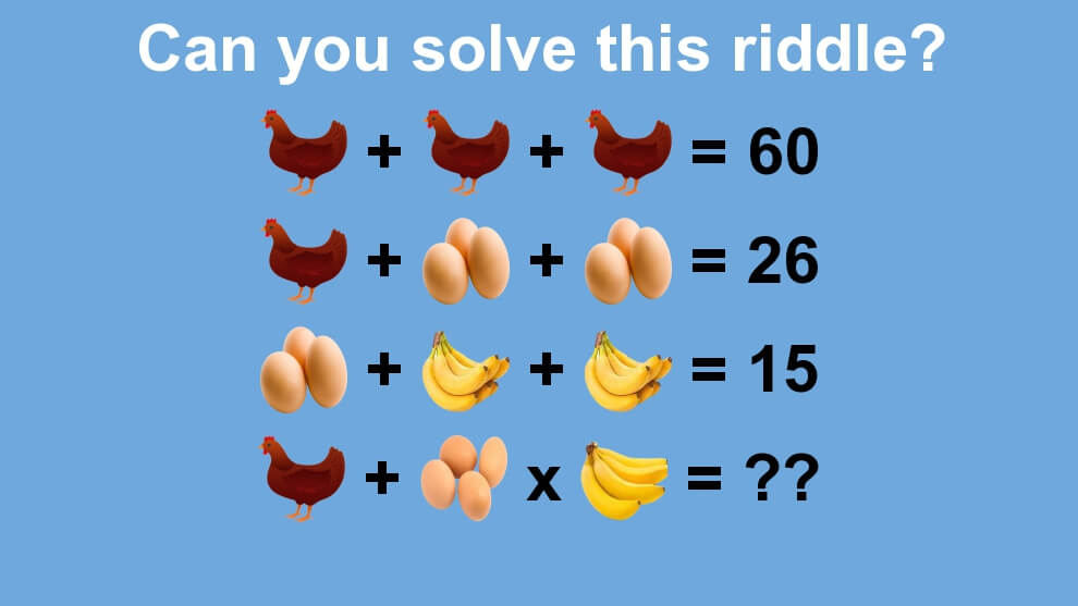 Hen Eggs Banana Maths Brain Teaser