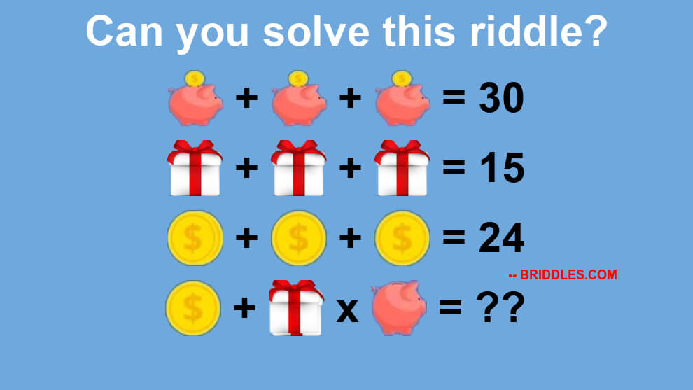 Tough Algebraic Piggy-Bank Gift Dollar Coin Equation Riddle